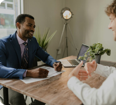 Business man and client in discussion